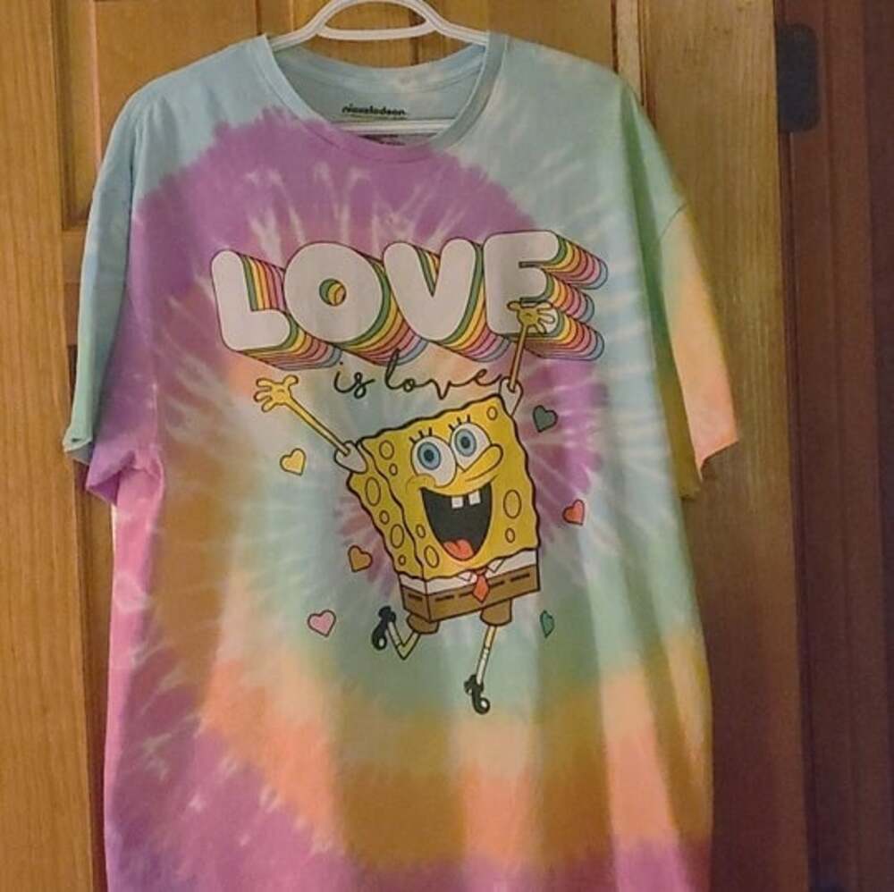 Spongebob Squarepants Tie-Dye T Shirt Nickelodeon XL Love is Love Tee